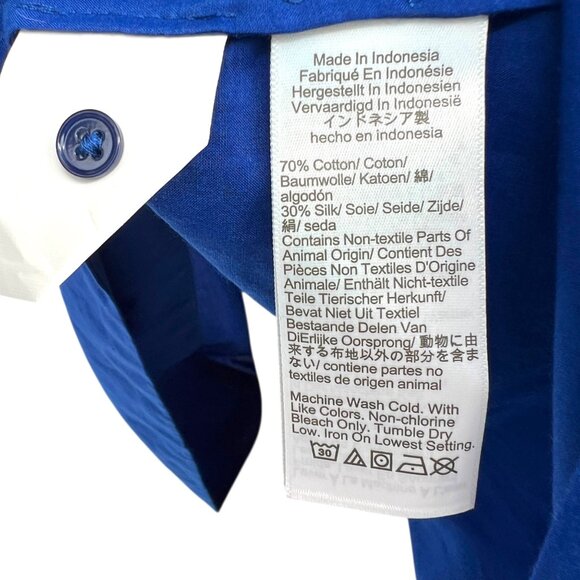 Madewell Shirred Puff-Sleeve Top Blue Cotton Silk Size Small NWT - Picture 9 of 10